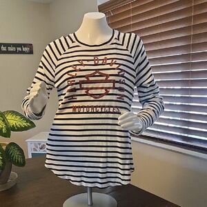 Harley-Davidson Black and White Striped Tee